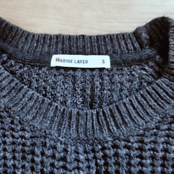 Marine Layer Delaney Crewneck Waffle Grey Sweater S - Picture 6 of 9